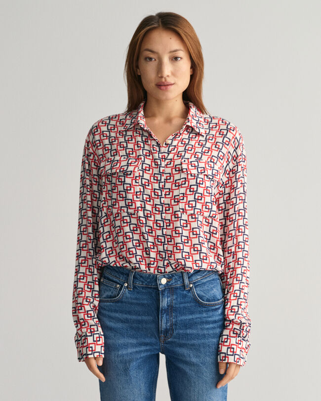 Relaxed Fit Geometric Print Shirt