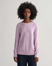 Textured Cotton Boat Neck Sweater