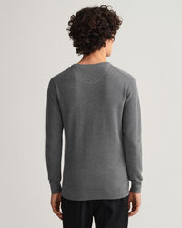 Cotton Piqu&eacute; Crew Neck Sweater