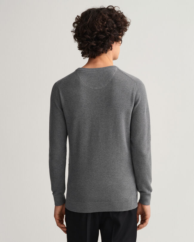 Cotton Piqu&eacute; Crew Neck Sweater