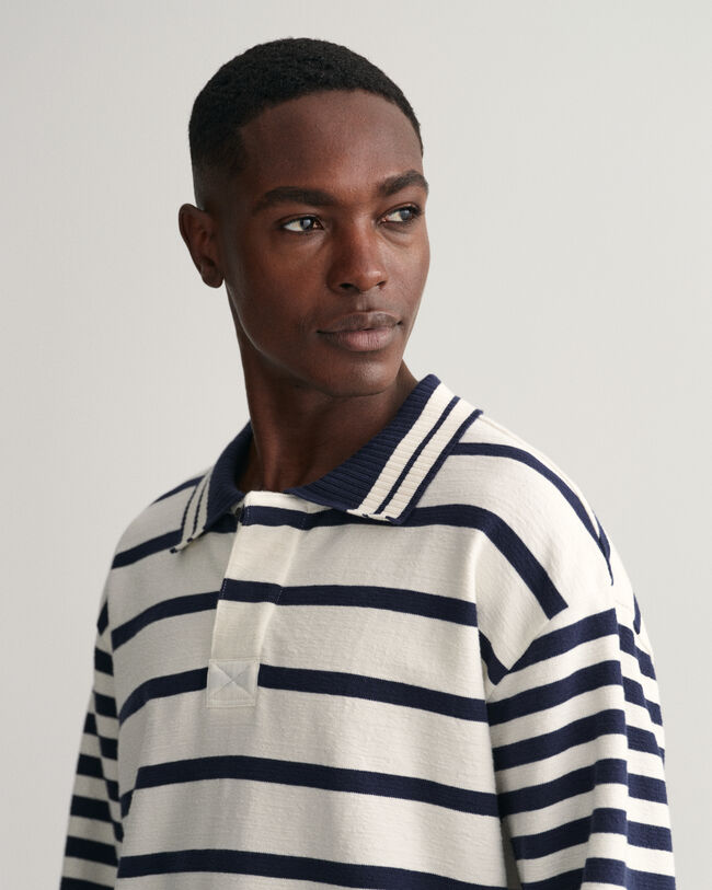 Striped Collared Heavy Knit Rugger