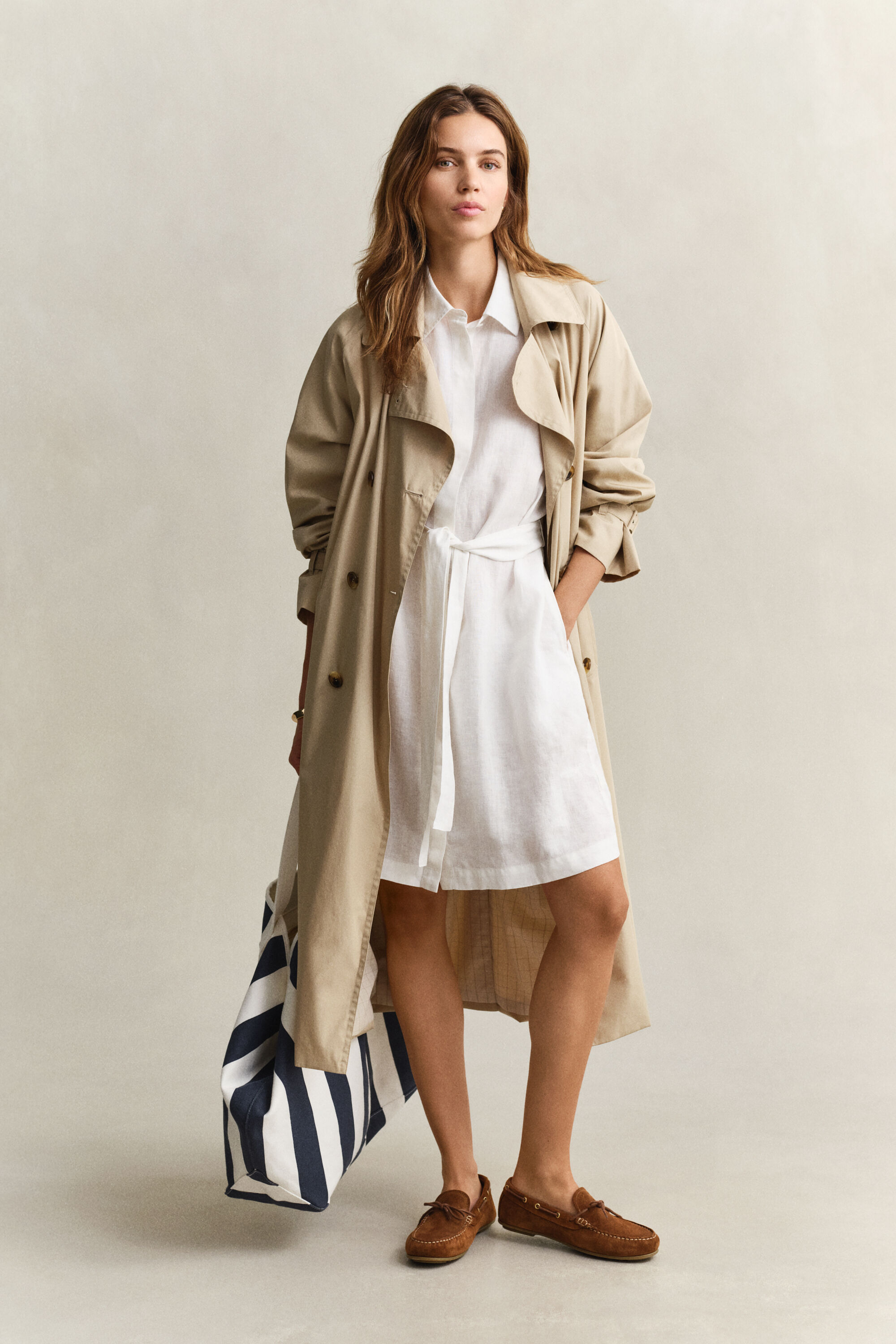 Linen Cap Sleeve Shirt Dress