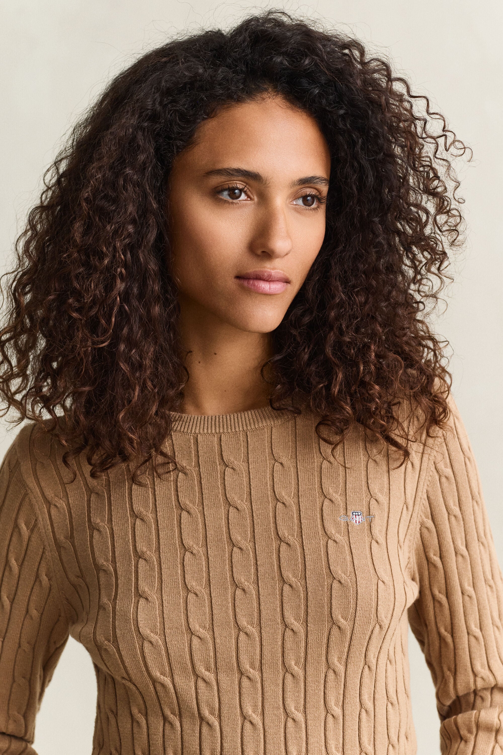 Classic Cable Knit Sweater — WARM KHAKI