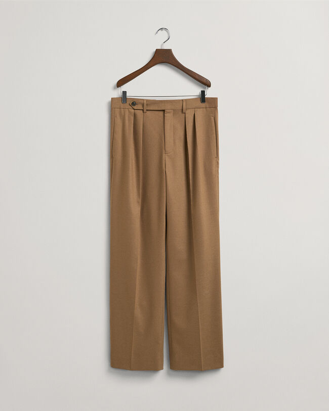 Wide Leg Flannel Suit Pants