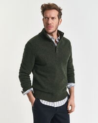 Wool Blend Nepps Half-Buttoned Sweater