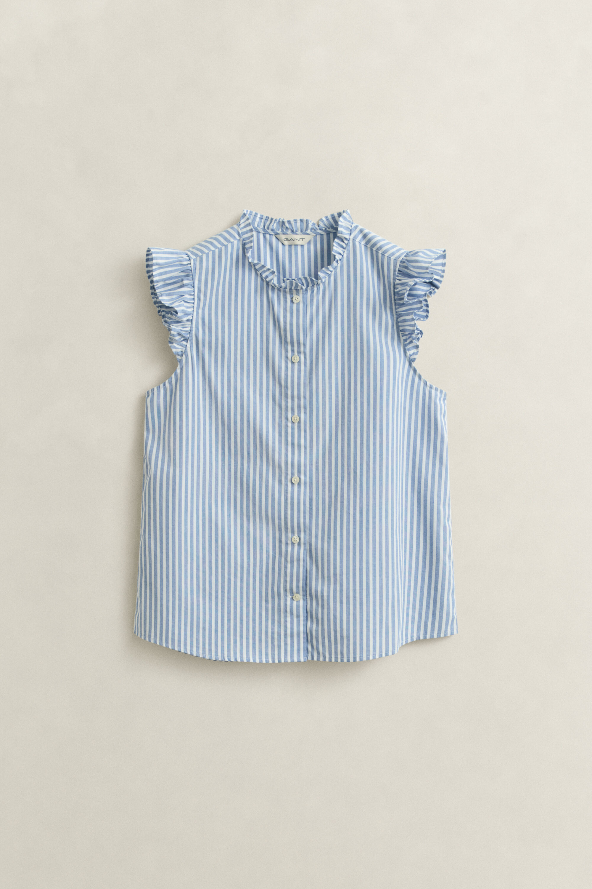 Ruffled Striped Cotton Blouse