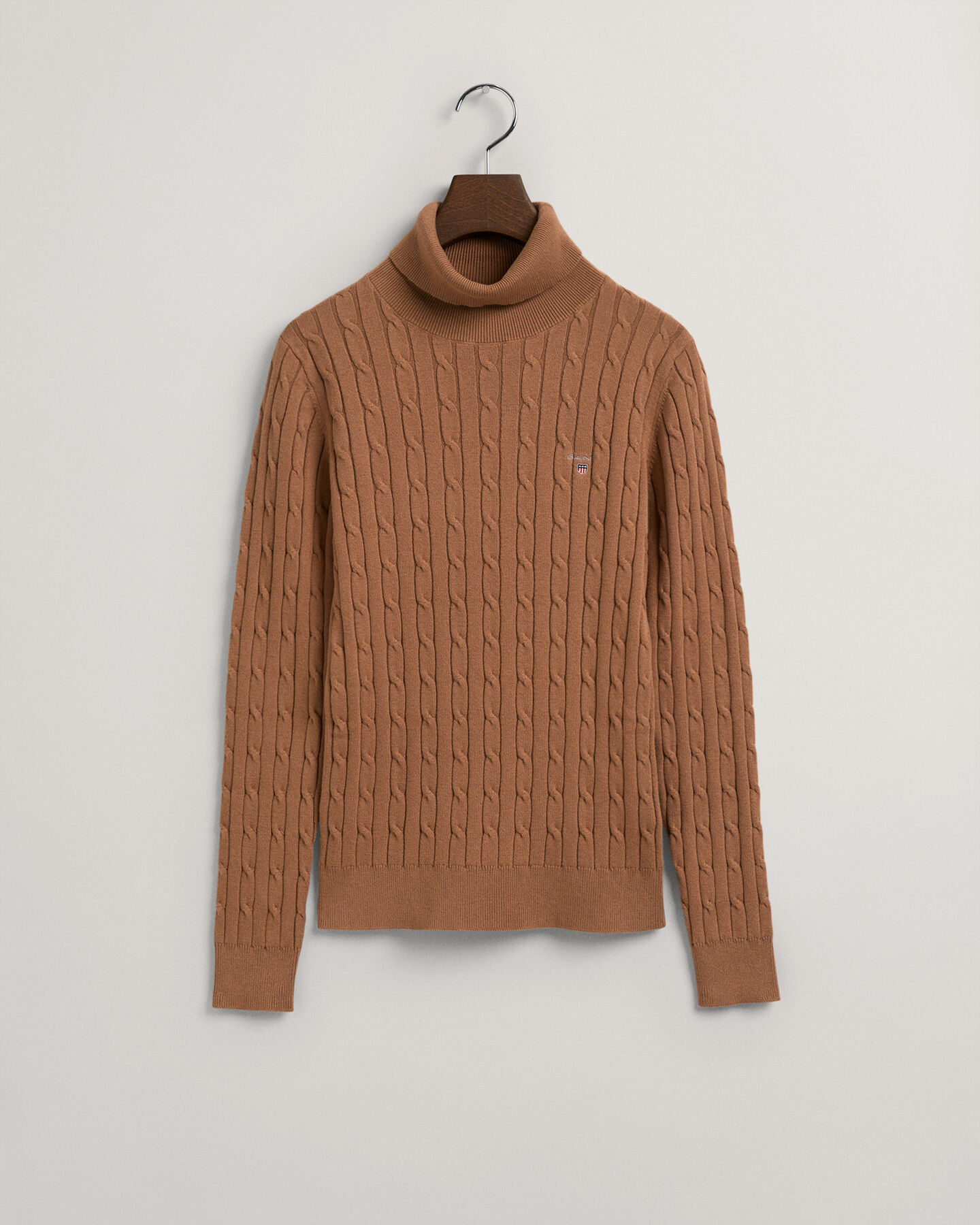 Stretch Cotton Cable Turtleneck
