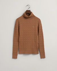 Stretch Cotton Cable Turtleneck