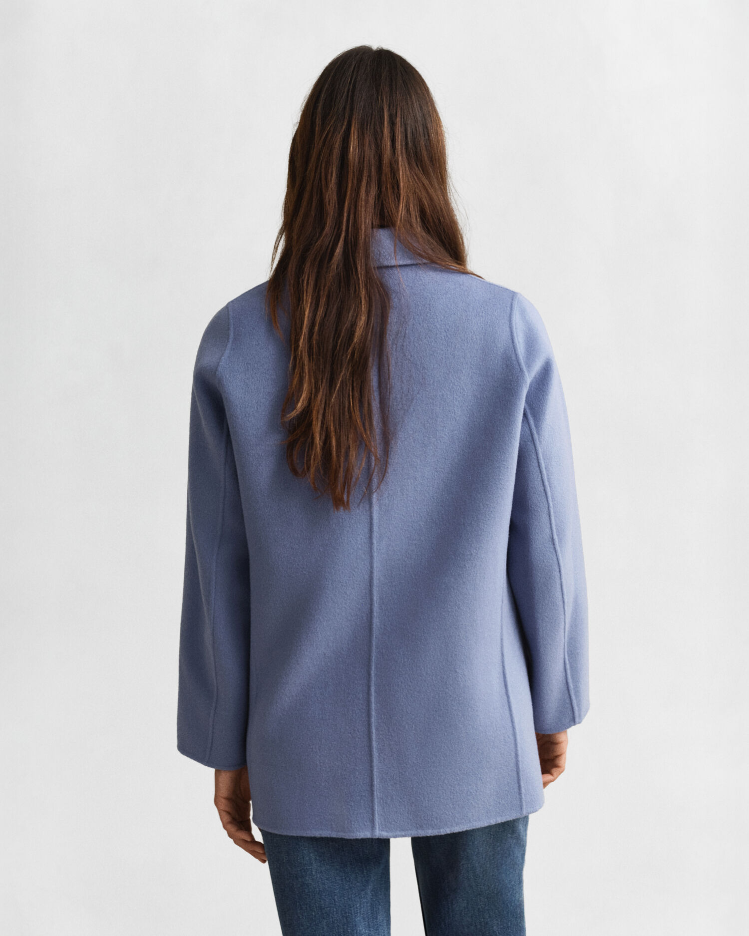 Handstitched Detail Pea Coat — FADED DENIM