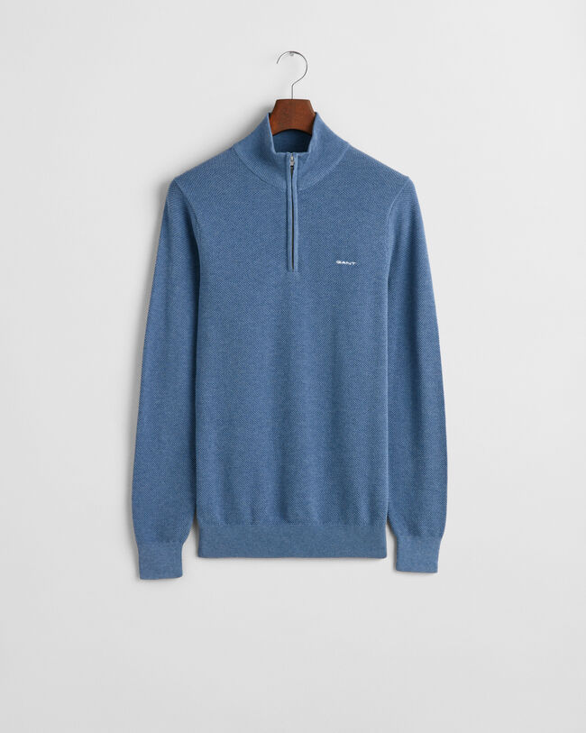 Cotton Piqué Half-Zip Sweater