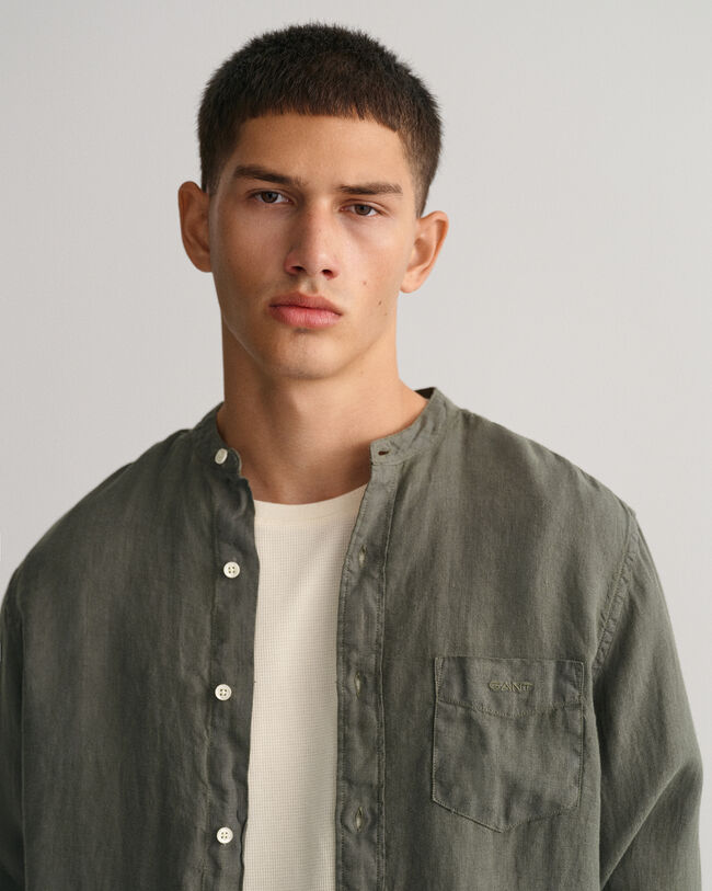 Regular Fit Garment-Dyed Linen Shirt