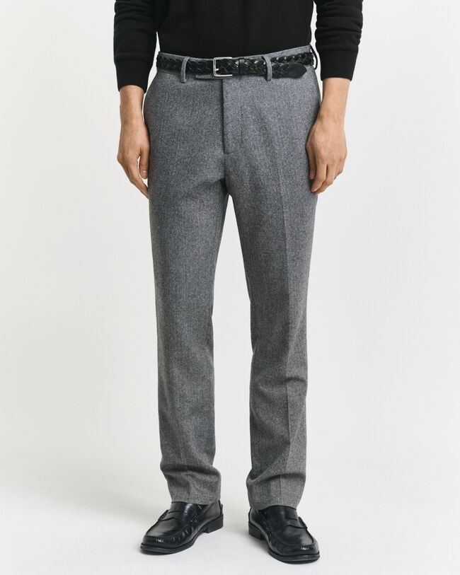 Slim Fit Flannel Herringbone Suit Pants