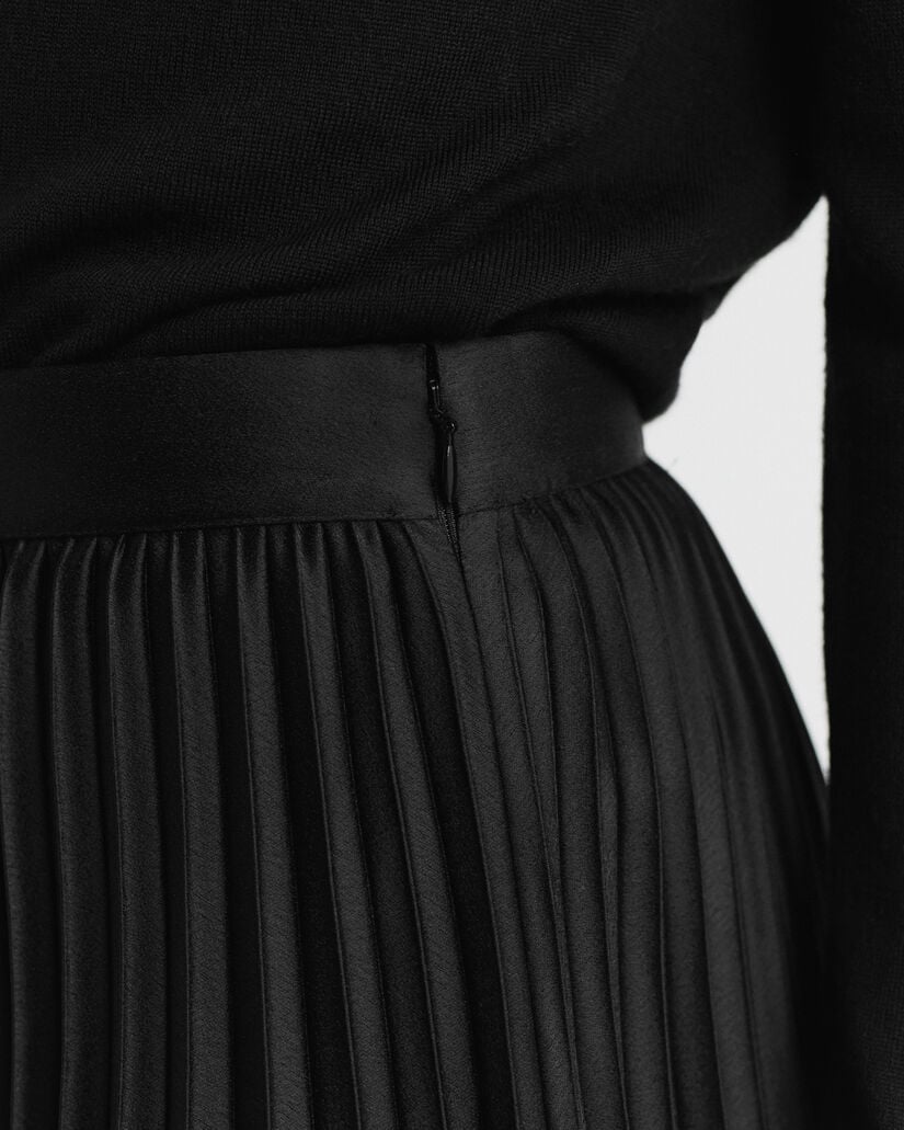 Pleated Sateen Skirt