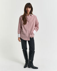 Oversized Contrast Collar Striped Shirt