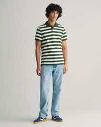 Wide Striped Piqu&eacute; Polo Shirt