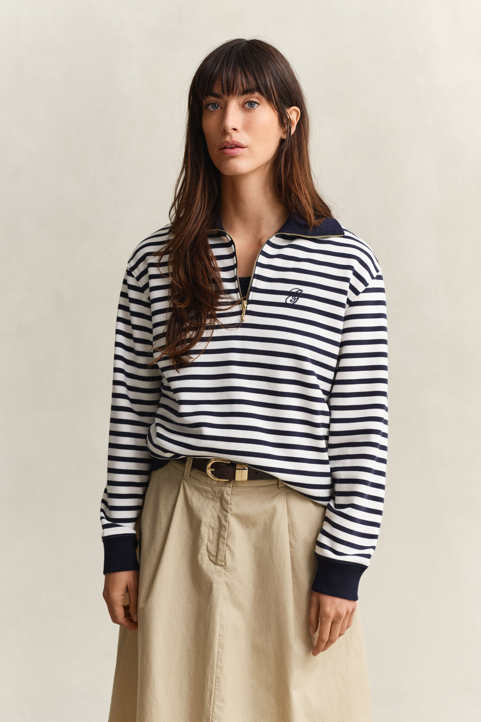 Striped Half-Zip Sweatshirt