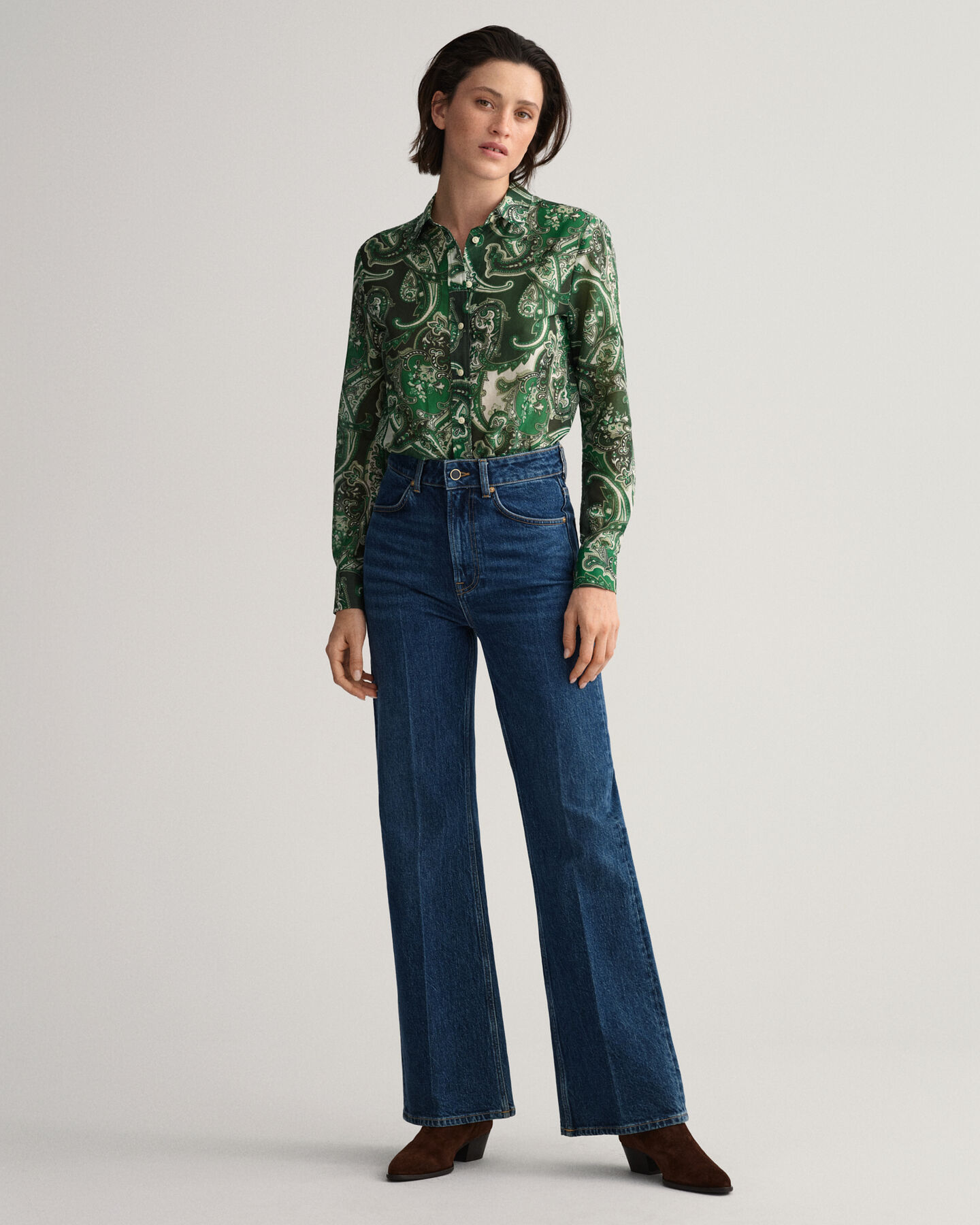 Regular Fit Paisley Cotton Silk Shirt