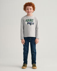 Boys Driving Dog Long Sleeve T-Shirt