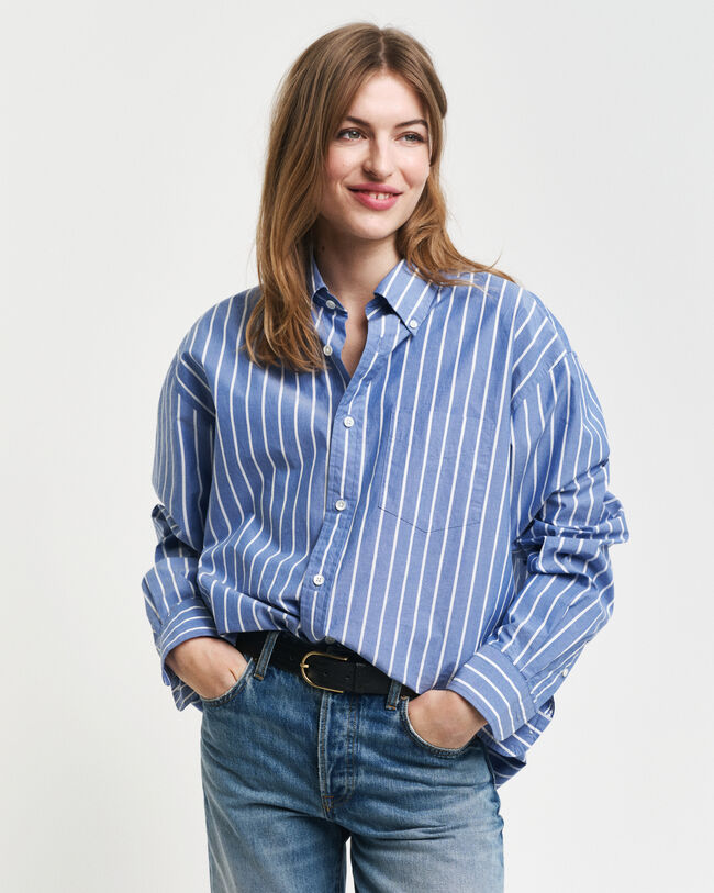 Relaxed Fit Striped Heritage Poplin Shirt