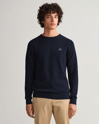 Cotton Piqu&eacute; Crew Neck Sweater