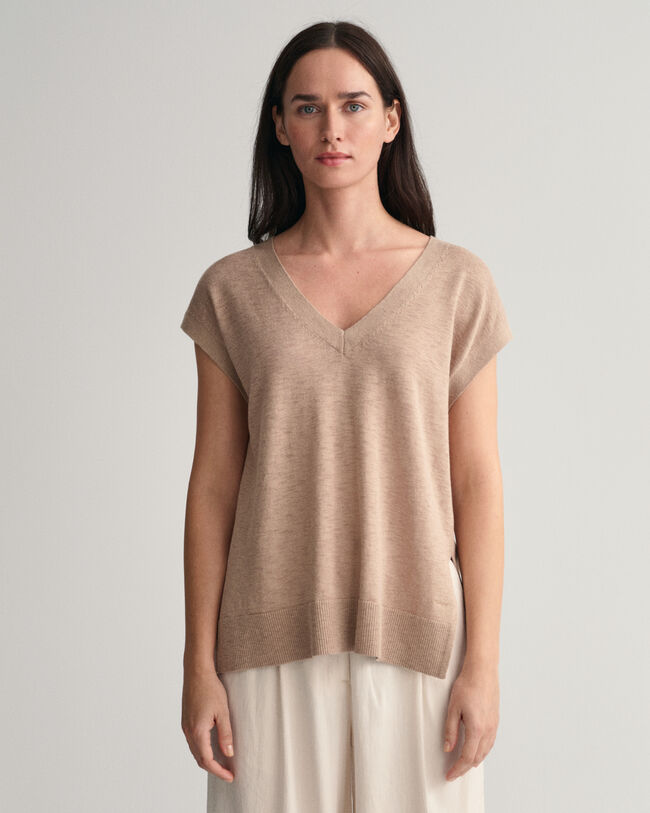Linen Blend V-Neck Vest