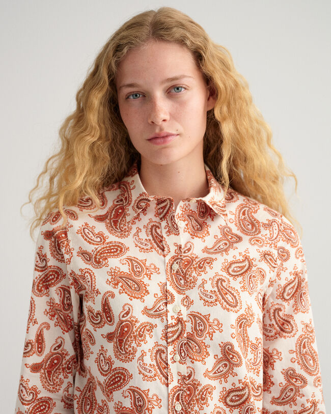 Regular Fit Paisley Cotton Voile Shirt