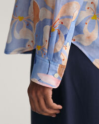 Regular Fit Floral Print Cotton Silk Shirt