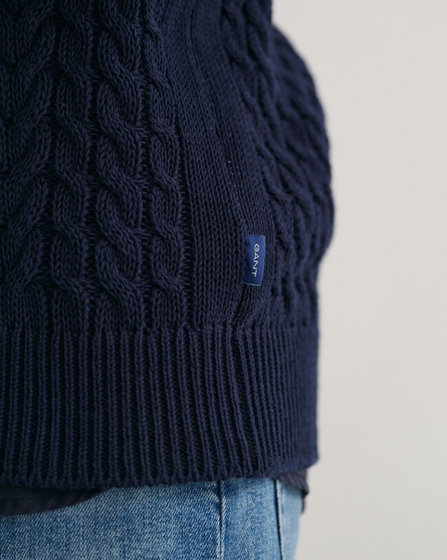 Cotton Cable Knit Crew Neck Sweater
