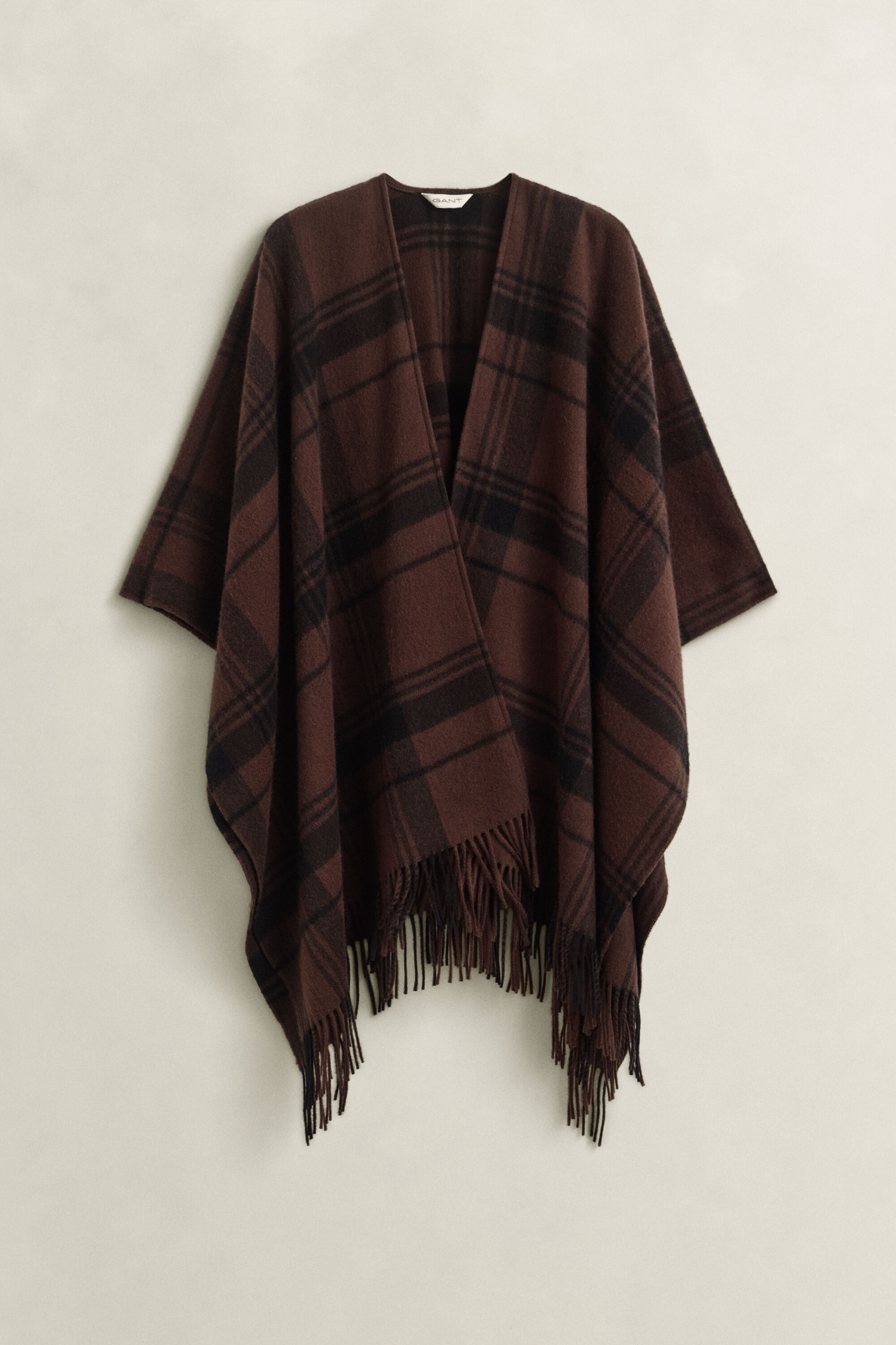 Checked Wool Poncho