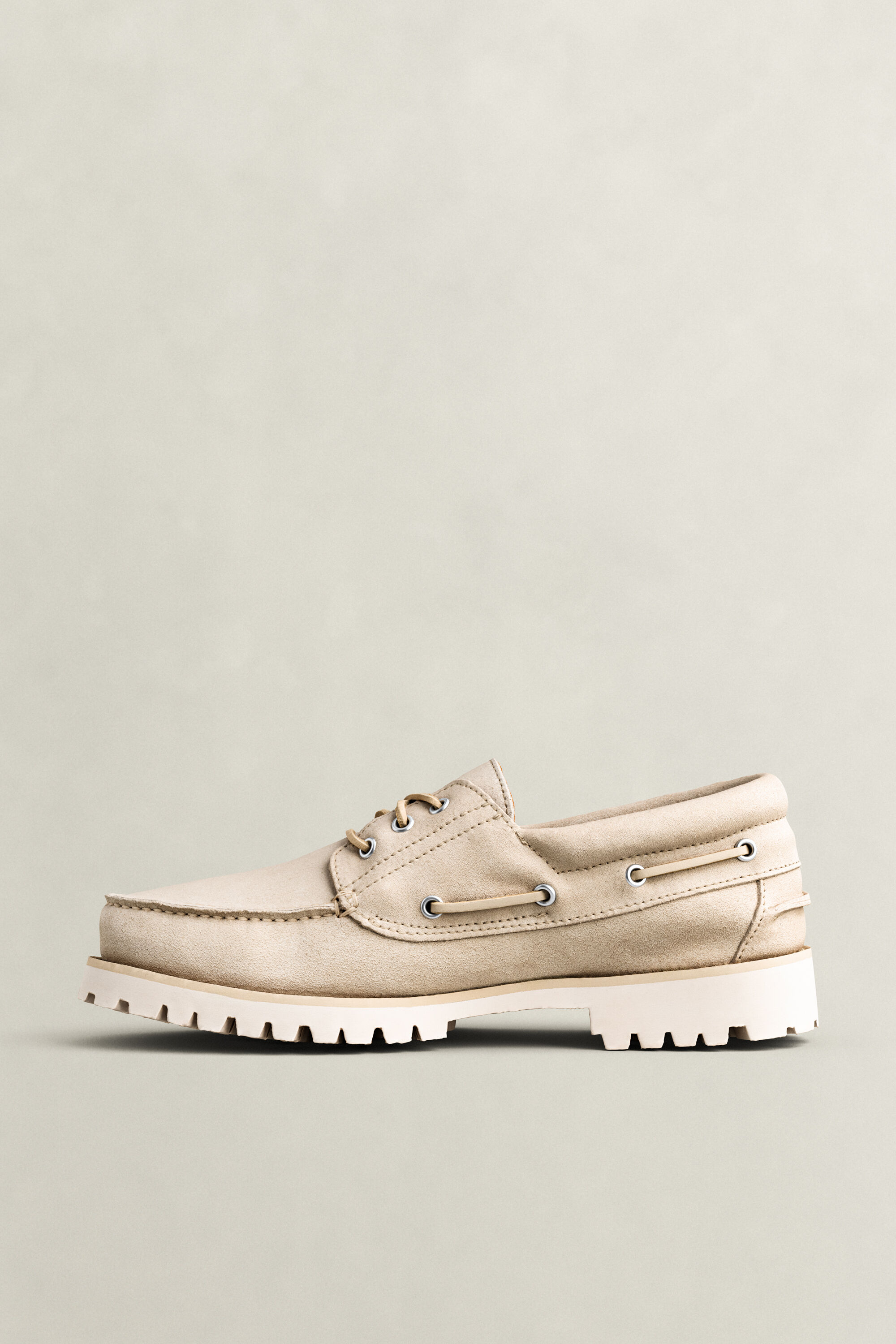 Tratton Suede Boat Shoes — OAT BEIGE
