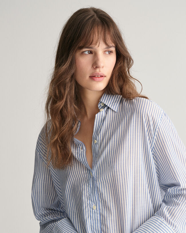 Relaxed Fit Wide Cuff Striped Shirt