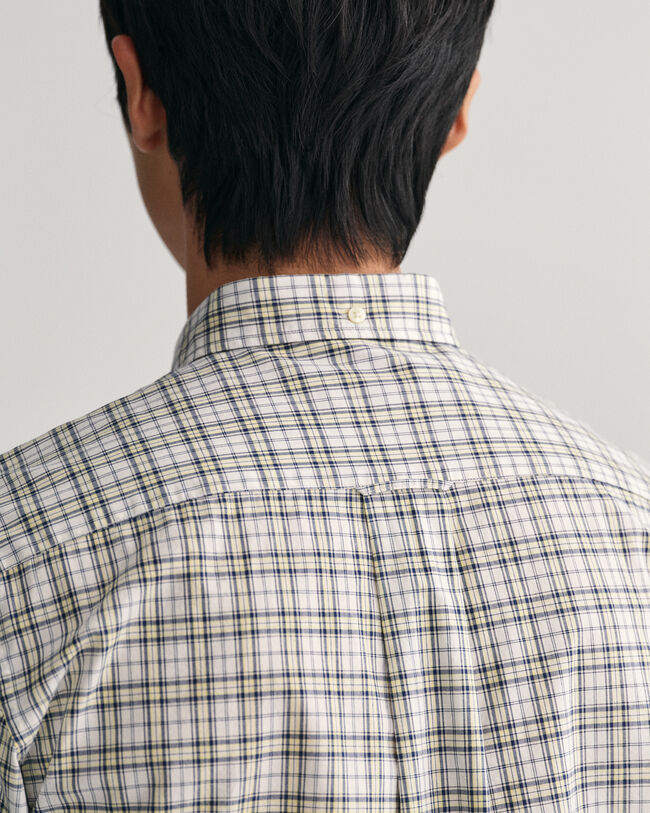 Regular Fit Micro Check Poplin Short Sleeve Shirt