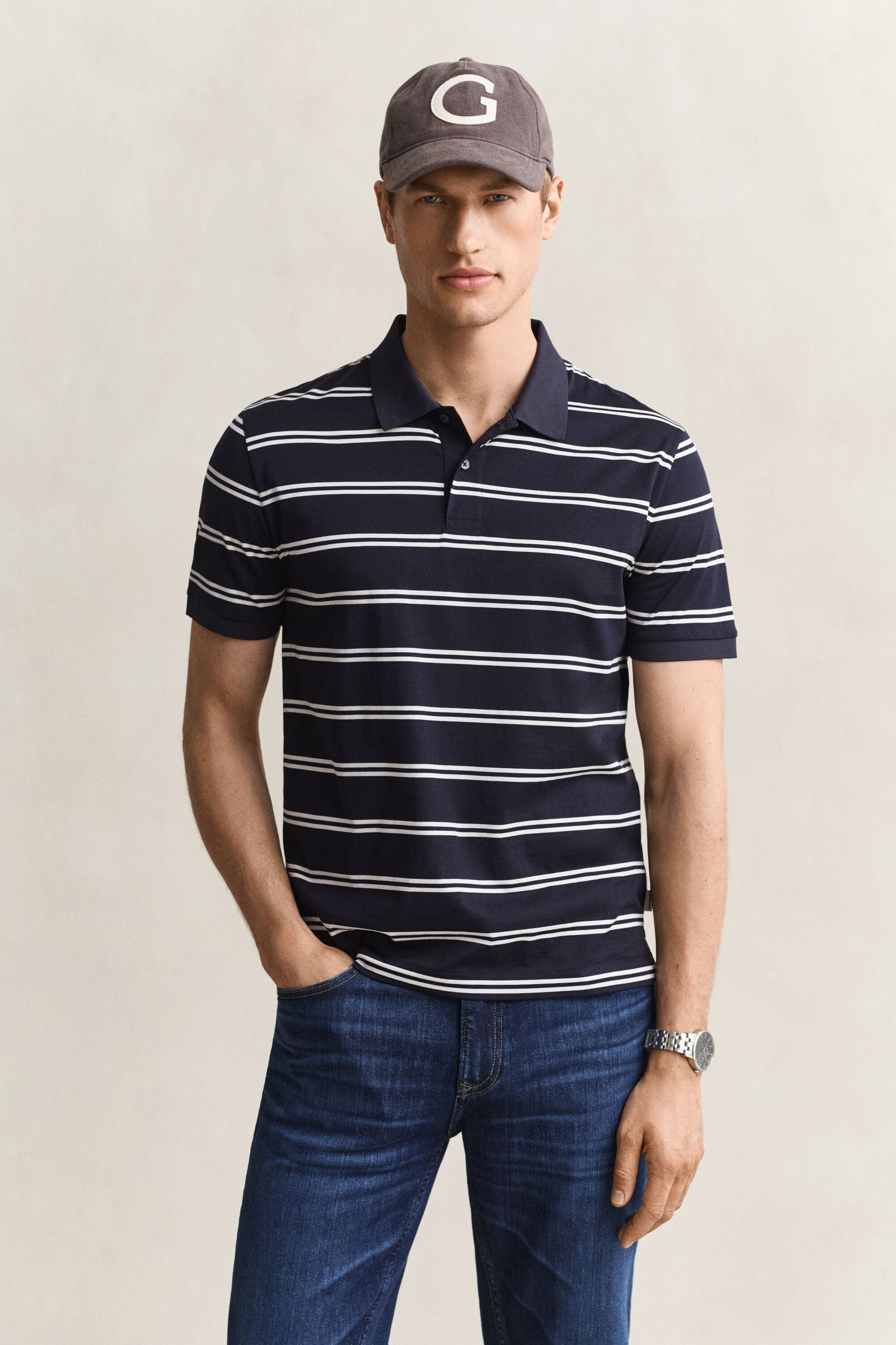 Striped Pima Cotton Polo Shirt