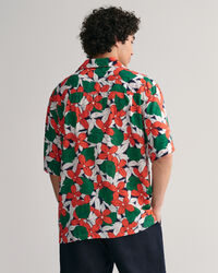 Relaxed Fit Viscose Floral Printed Short Sleeve Shirt