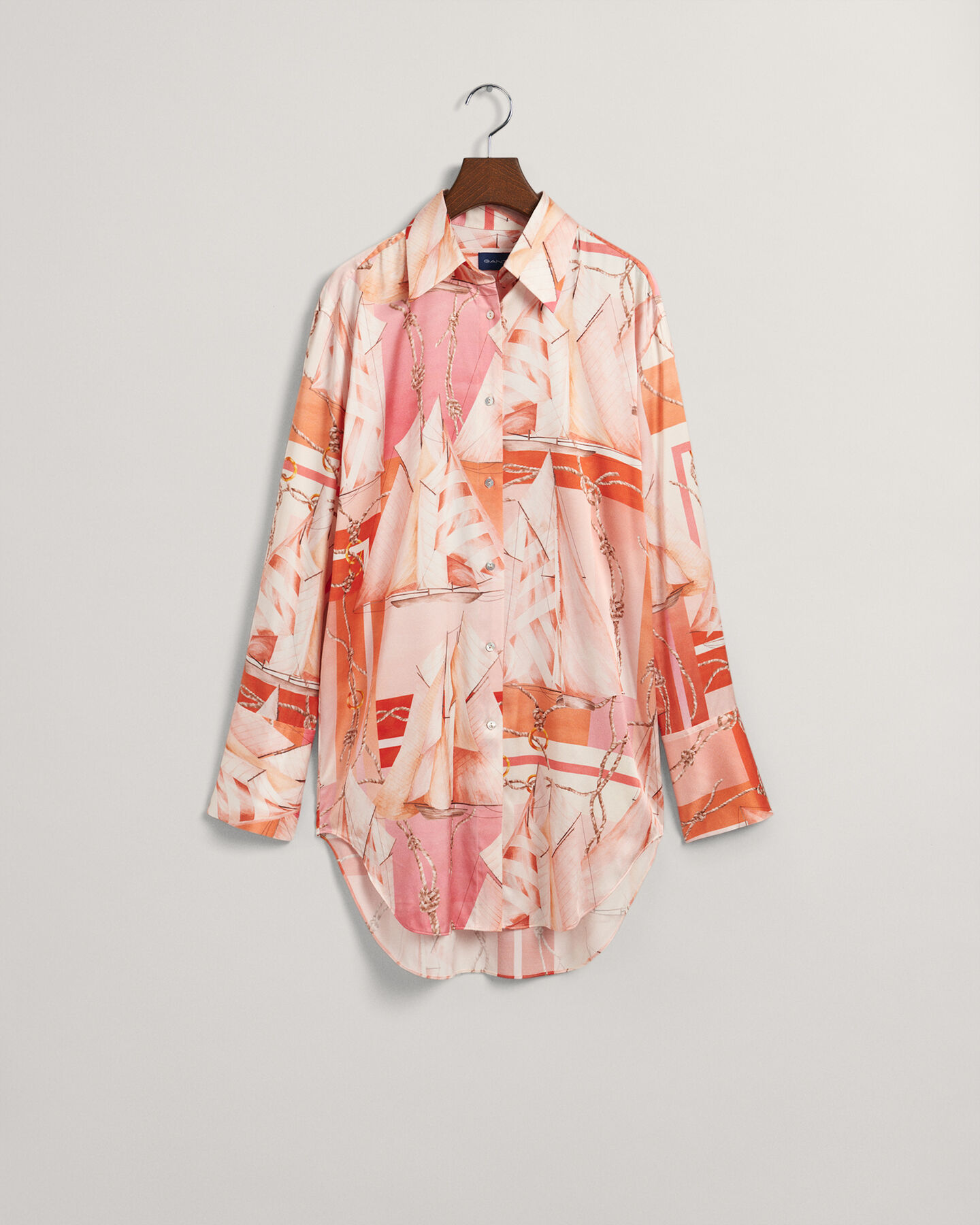 Relaxed Fit Sailing Print Silk Shirt