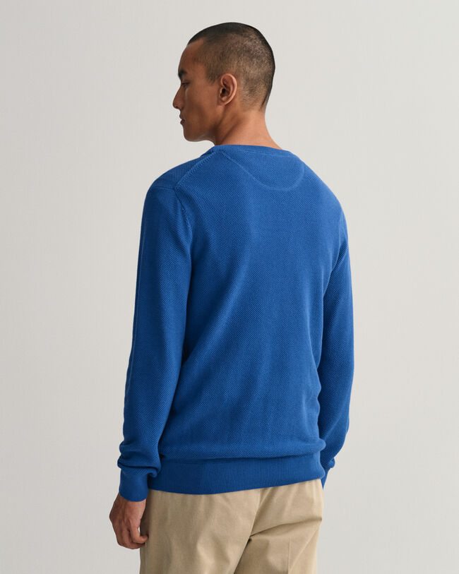 Cotton Piqu&eacute; Crew Neck Sweater