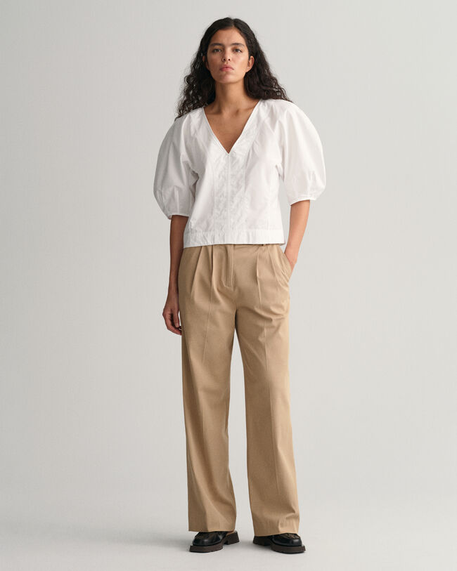 Balloon Sleeve V-Neck Top