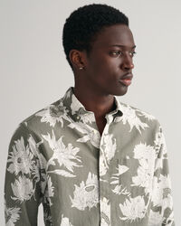 Regular Fit Sunflower Print Cotton Linen Shirt