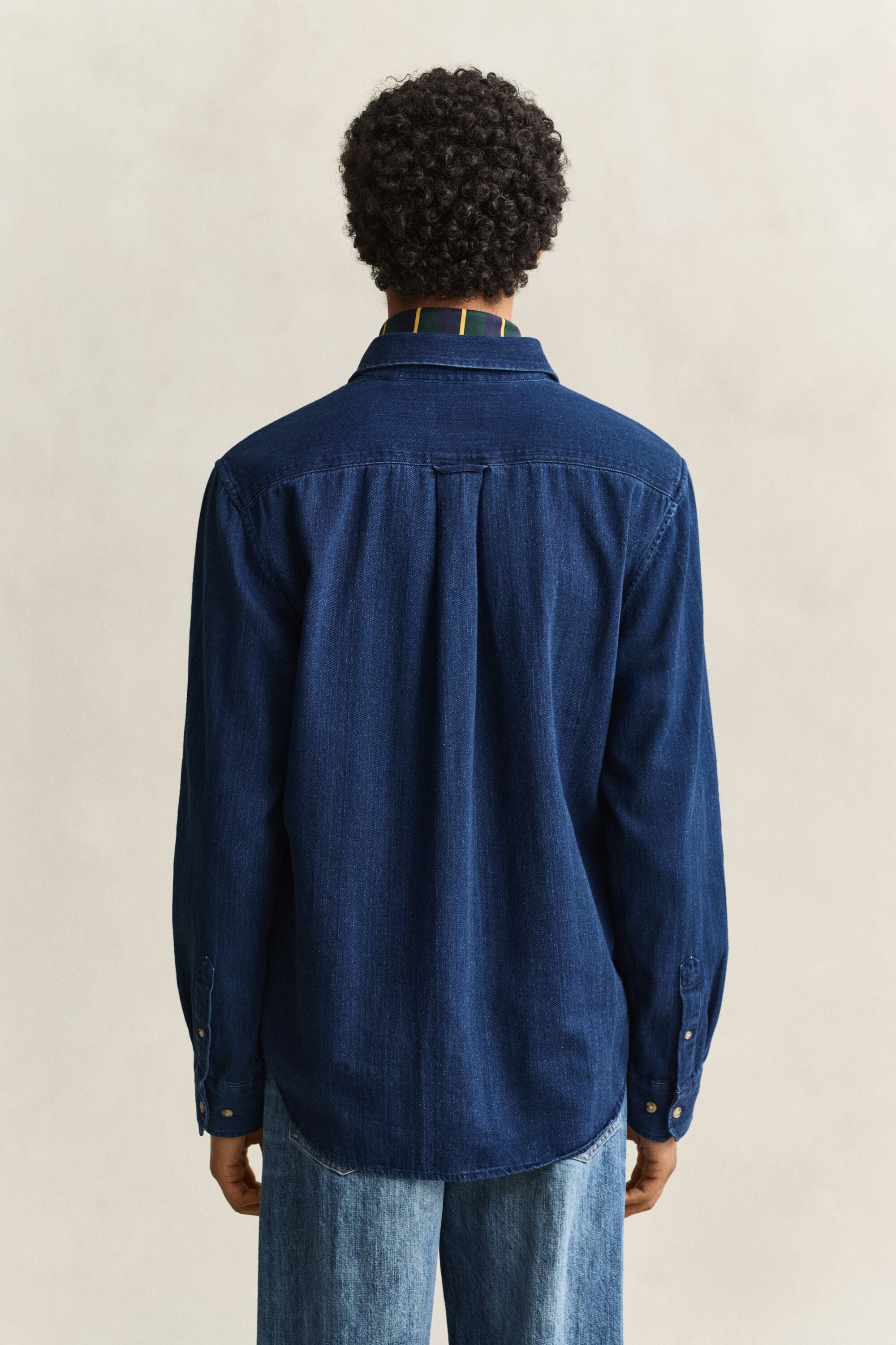 Indigo Herringbone Shirt — MID BLUE