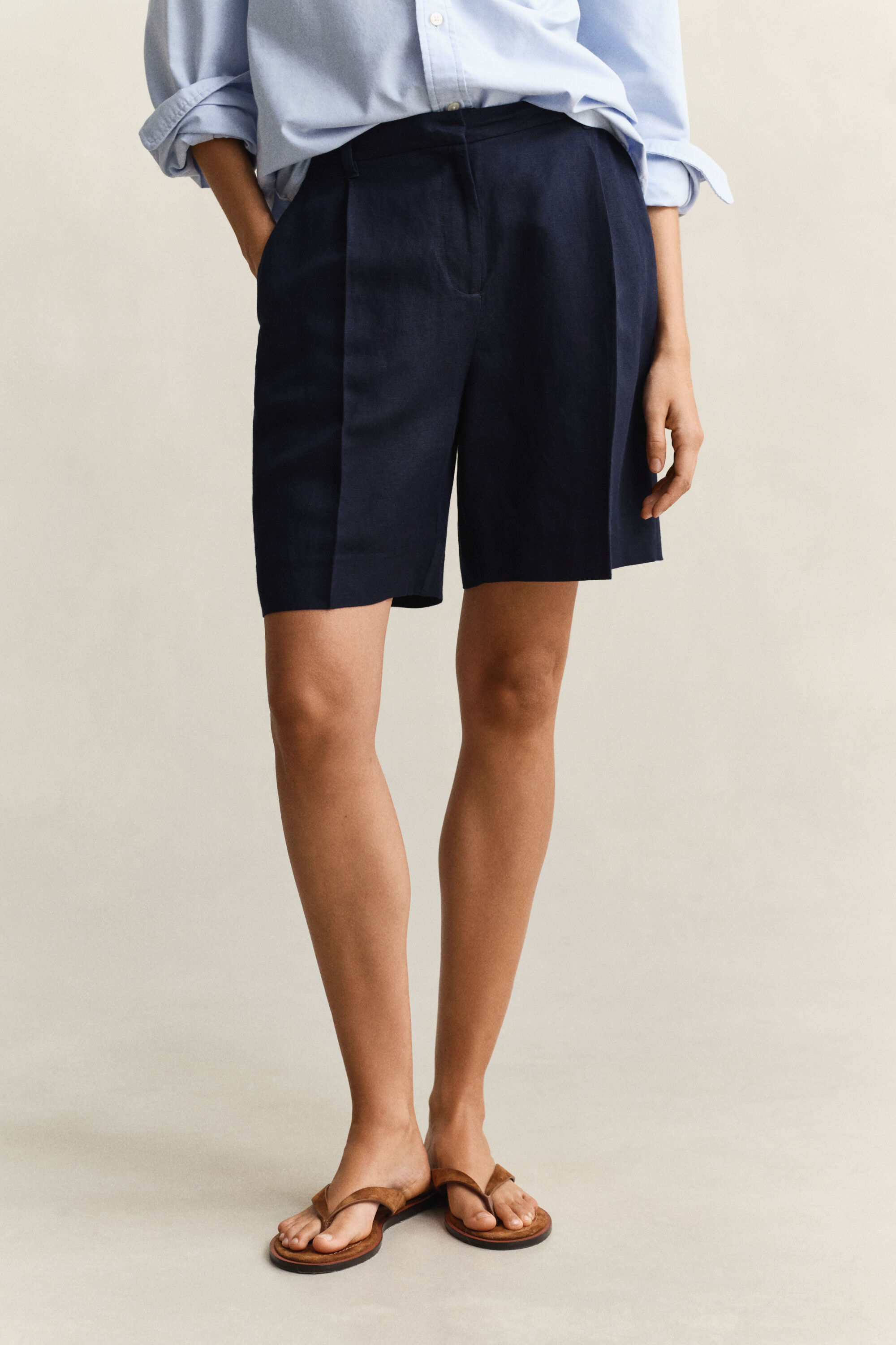 Tailored Linen Blend Shorts