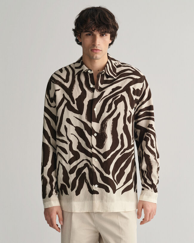 Relaxed Fit Zebra Print Silk Shirt