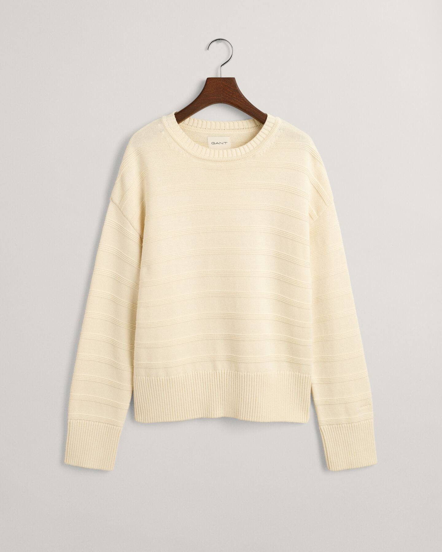 Tonal Striped Cotton Crew Neck Sweater