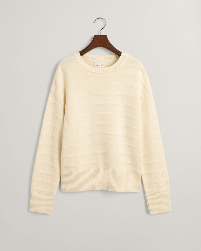 Tonal Striped Cotton Crew Neck Sweater