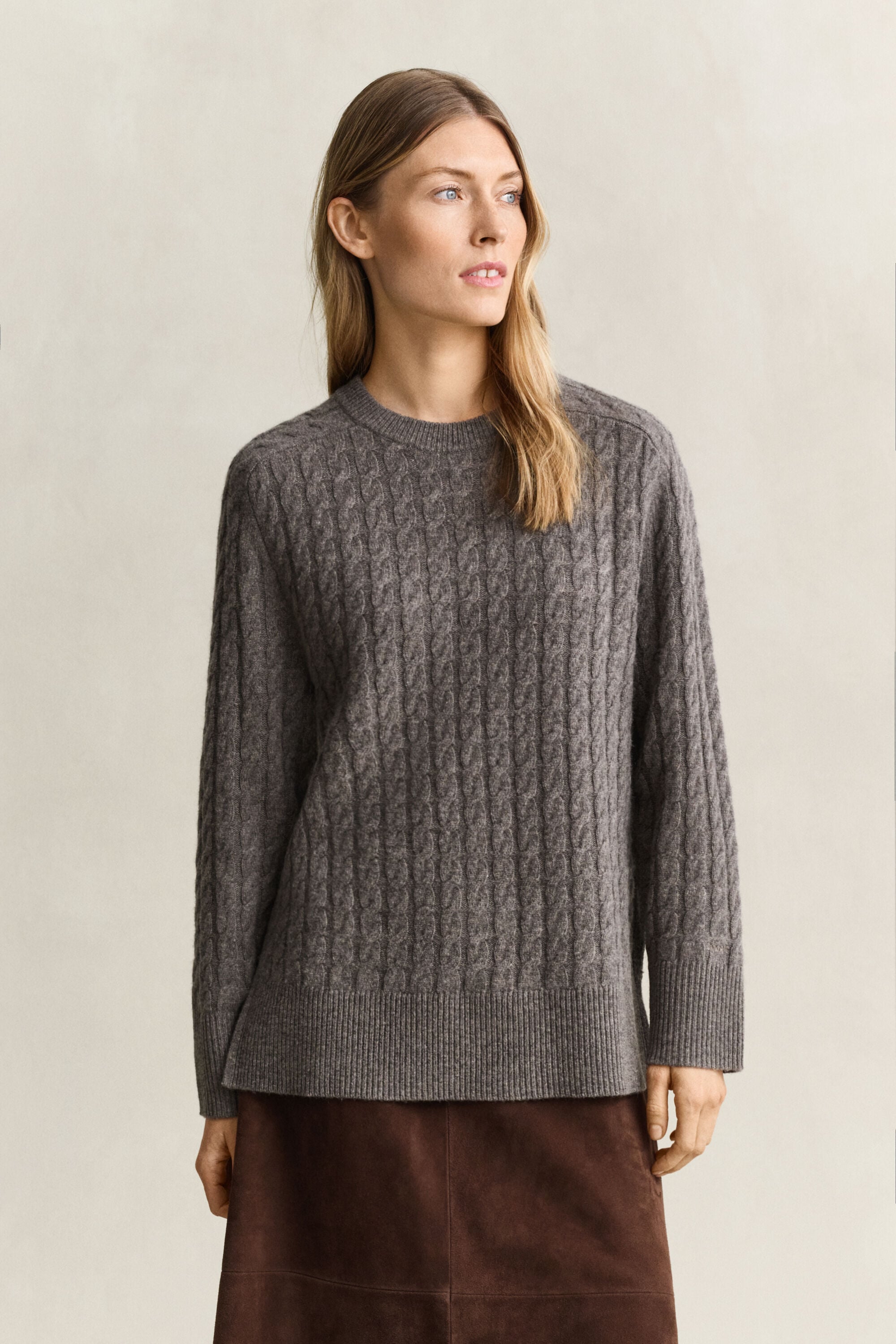 Wool Cashmere Cable Knit Sweater
