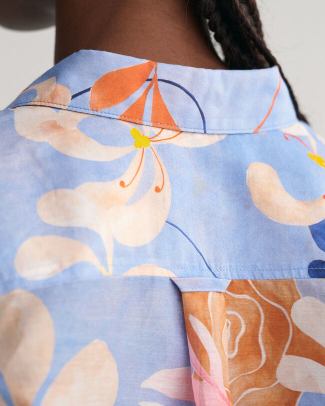 Regular Fit Floral Print Cotton Silk Shirt