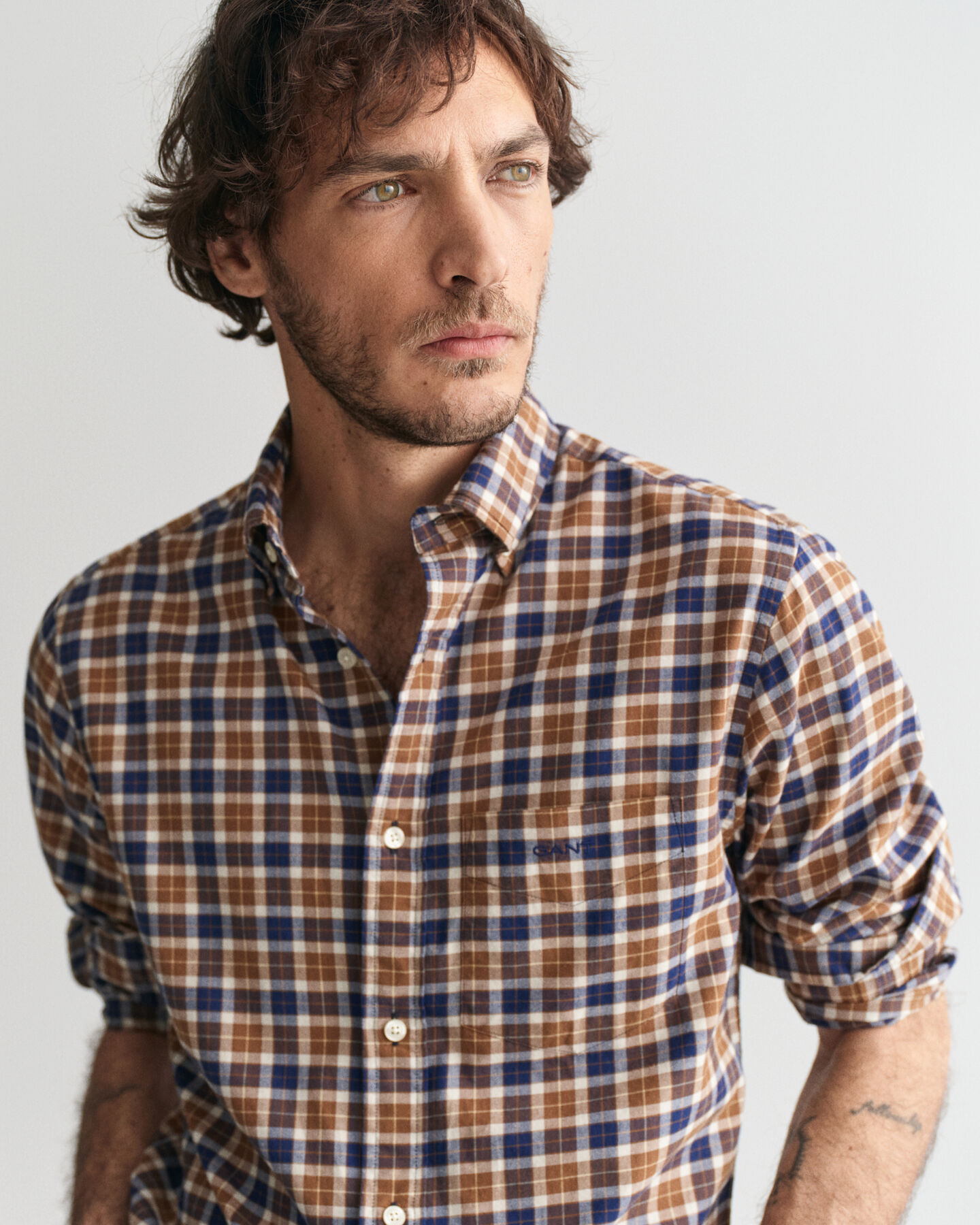 Regular Fit Checked Light Twill Shirt