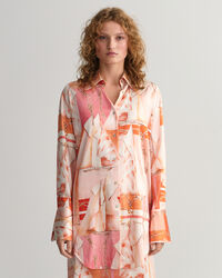 Relaxed Fit Sailing Print Silk Shirt