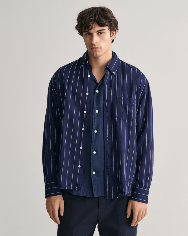 Relaxed Fit Slub Striped Shirt