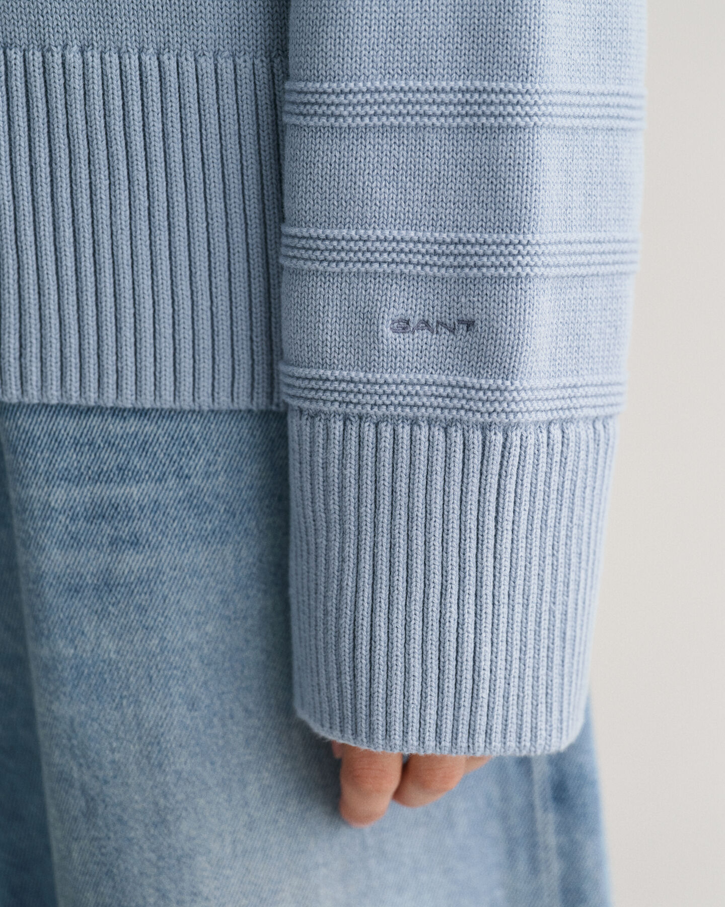 Tonal Striped Cotton Crew Neck Sweater