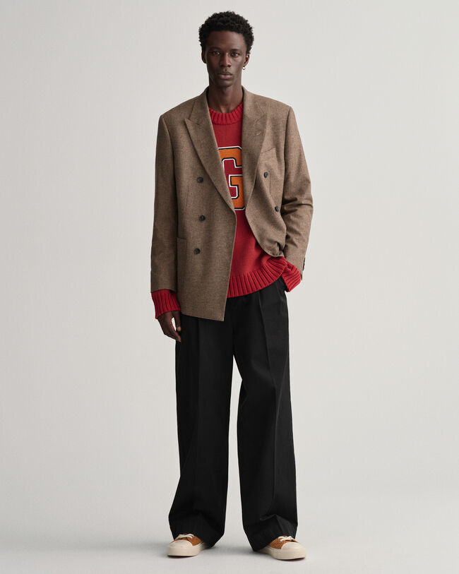 Oversized Letterman Crew Neck Sweater